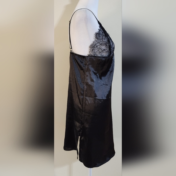 Sexy Black Silky Babydoll Lingerie Slip Dress Nightie Size M - Picture 4 of 9